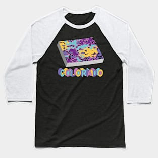 Colorado State Map Art Baseball T-Shirt